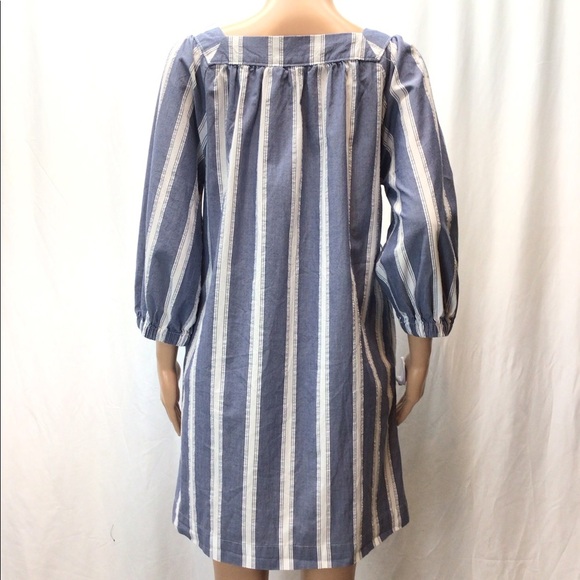 Gap Womens Blue Dobby Stripe Cotton Shift Dress - Picture 4 of 9